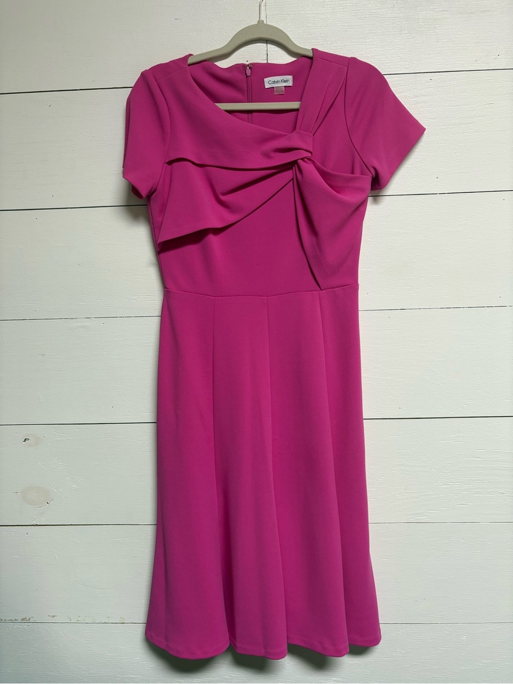 Calvin Klein Pink Bow Front Fit & Flare Dress Size 4